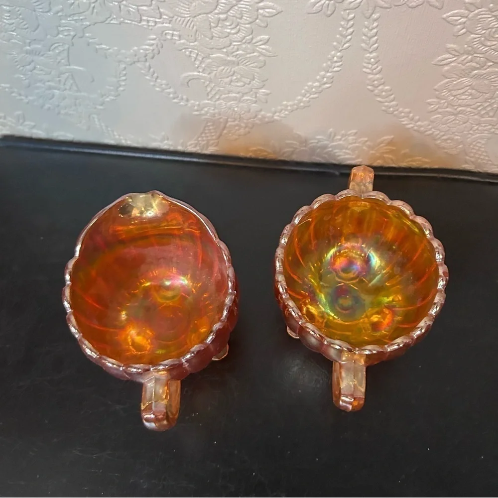 Vintage marigold iridescent Carnival Glass Imperial Pillar and flute design
